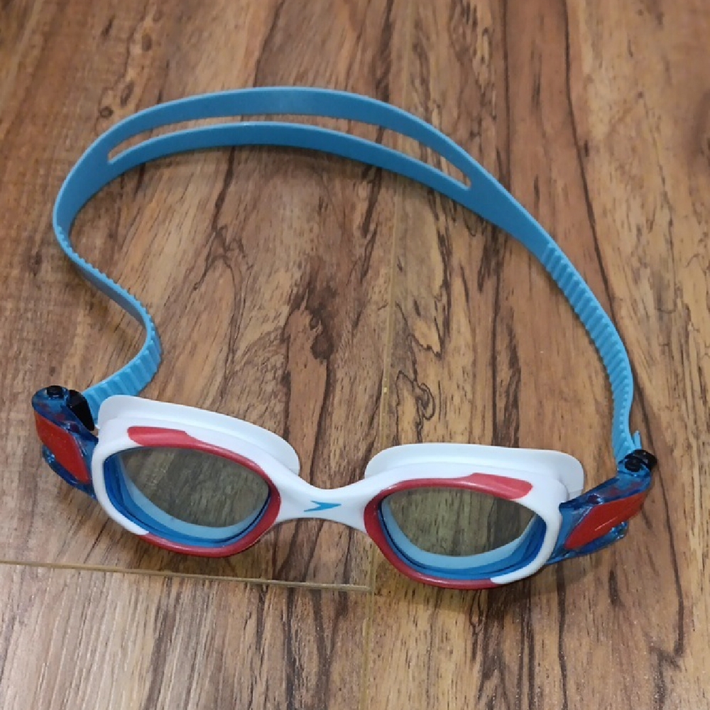 Speedo Kids Swim Goggles - White, Red, and Blue